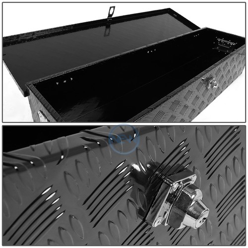 39"x 13"x 10" Black Aluminum Underbody Trunk Bed Trailer Tool Box Storage w/Lock - Picture 2 of 5