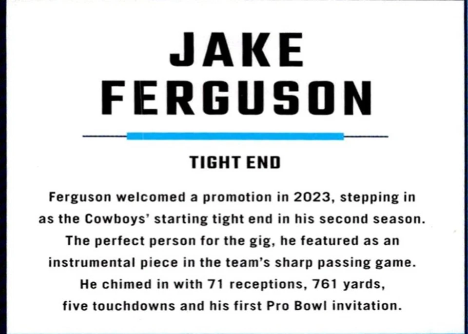 2023 Donruss Jake Ferguson Dallas Cowboys #75 - Image 2 of 2