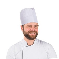 White Disposable Chef Hats Non-Woven Viscose Pleated Caps 50 Pack 8 in Tall