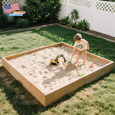 Kids Sand Box Wooden Sandbox 6 Ft. W X 6 Ft. L X 8 In. H Large Sandbox