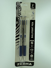 Zebra F-301 Ballpoint Stainless Steel Retractable Pen 0.7mm Blue Ink 2 Pack