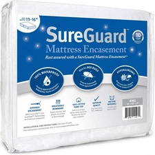 King (13-16 in. Deep) SureGuard Mattress Encasement - 100% King, White 