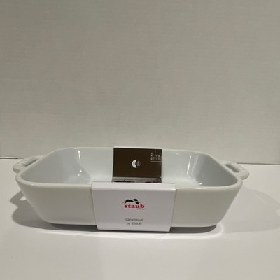 *NEW* Staub Ceramic Rectangle Baking & Roasting Dish 7.5x6  in White
