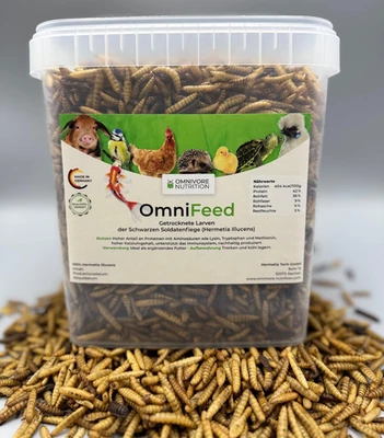 OMNIVORE NUTRITION Proteinfutter für Igel - Soldatenfliegenlarven - Hermetia (getrocknet) - 5 Liter