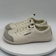 HOBIBEAR Canvas Wide Toe Minimalist Barefoot Shoes Canvas White/Gray Womens US 5