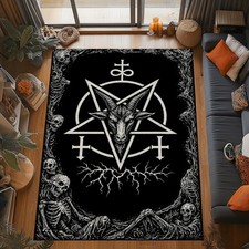 Gothic Pentagram Rug Black Occult Witchcore Home Decor Carpet