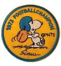 SNOOPY  - 1973 FOOTBALL CHAMPION - PEANUTS - Embroidered Iron-On Patch