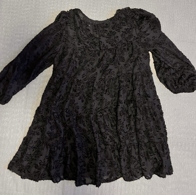 Zara Dress Women Large Black Loose Fit Whimsy Goth Fairy Key Hole Back