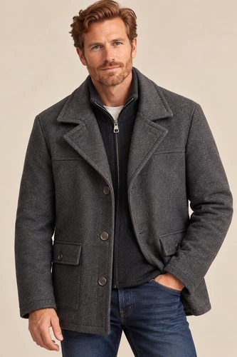 Hickey Freeman Wool Blend Coat NWT Mens L Gray Zip Bib Jacket MSRP $395  - product listing photo