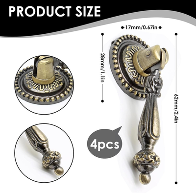 Antique Bronze Drop Bail Drawer Pull Wardrobe Swing Handle