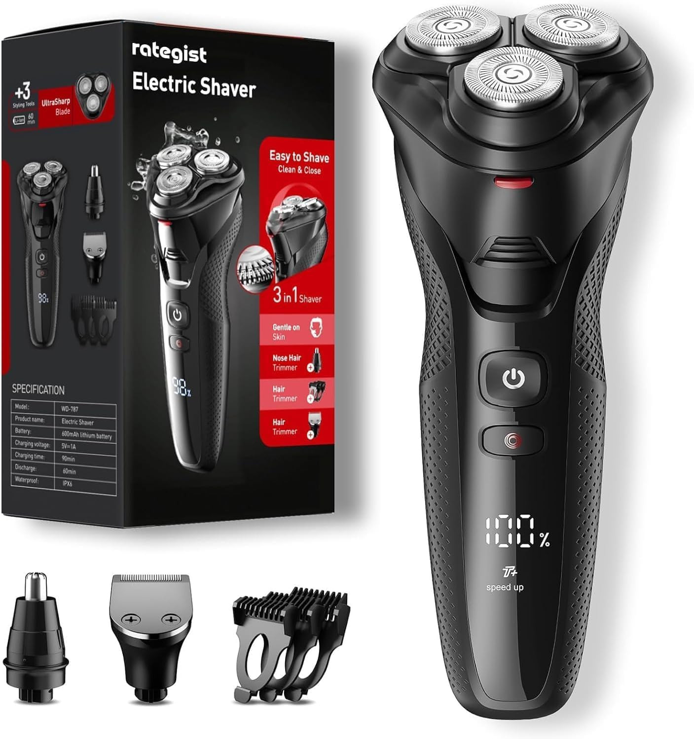 Men'S Grooming Kit, 3-In-1 Electric Trimmer and Shaver, IPX7