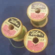 Vintage LOT OF 3 TALON WOODEN SPOOLS THREAD