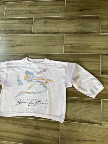 Vintage Houston International Festival Salue La France 1989 Cropped Pink Top M - Picture 4 of 13