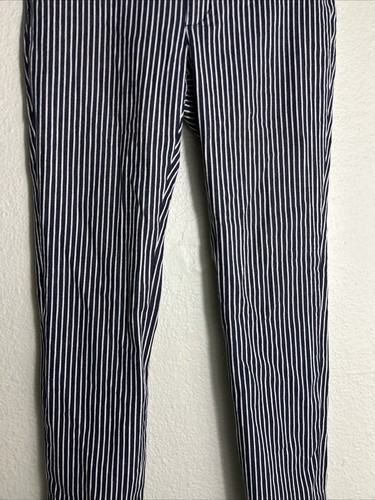 Banana Republic Sloan Pants Womens Size 2 Denim Blue White Striped Cotton 30x26 - Picture 4 of 16