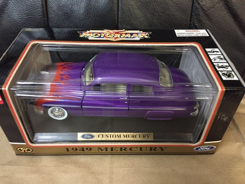 1:24 1949 MERCURY COUPE CUSTOM HOT ROD PURPLE WITH FLAMES BY MOTORMAX - Picture 2 of 7