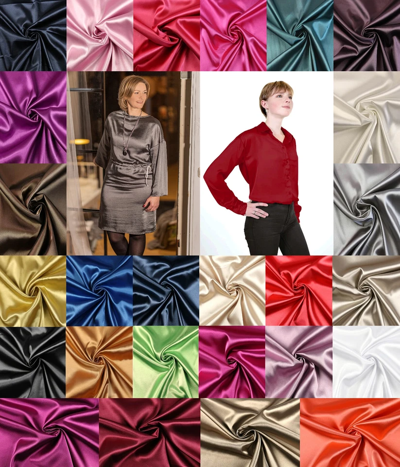 SATIN Deluxe Stoff Innenfutter Blusenstoff Kleider Wäsche glänzend EUR 9,98/m - Bild 1 von 1