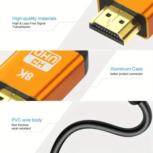 Cavo HDMI Ad Alta Velocità 8K HDMI 2.1 Acciaio Rivestito Di Rame 1 m TV UHD E PC - Foto 4 di 5