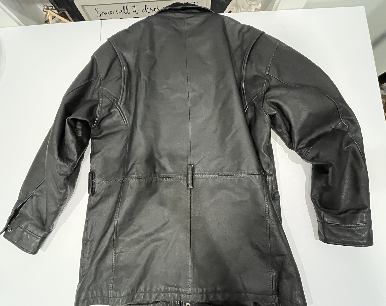 Wilsons Vintage Leather Jacket Mens Long Black Heavy … Gem