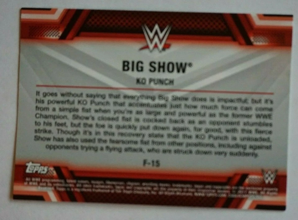 2017 Topps WWE Then Now Forever BIG SHOW KO PUNCH F-15 - Image 2 of 2