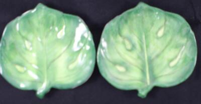 Vietri Villa Palma Set of Two Bread & Butter Plates Leaf Shape
