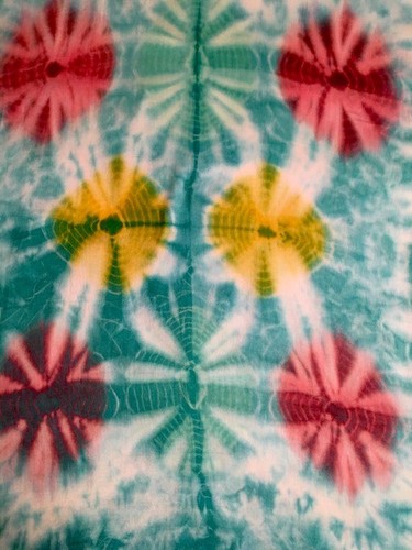 Meryl Diamond New York Turquoise Tie Dye Scarf Art to Wear Boho 28x58 - Picture 4 of 5