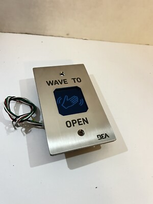 Single Gang Faceplate with Wave to Open Text and Hand Logo Satin Stainless Steel