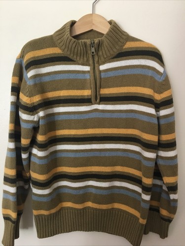Gymboree Boys S Striped Sweater 5 6 Wilderness Club Yellow Blue Brown Half Zip