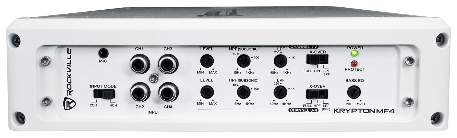 Пиковый 4-канальный морской усилитель Rockville KRYPTON MF4 мощностью 2400 Вт белый