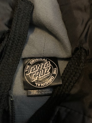 SANTA CRUZ Men's size XL Dot Hooded Windbreaker Jacket Black with Logo - Picture 4 of 7