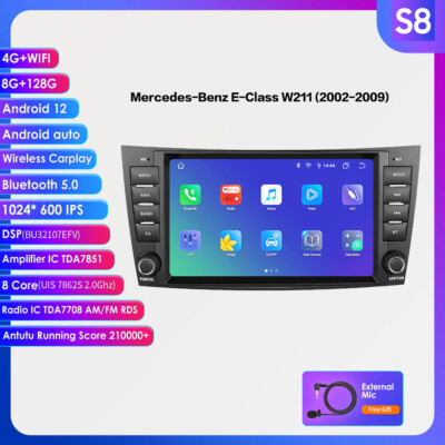 For Mercedes Benz E Class W211 E320 E350 Car Stereo Radio CarPlay Android 8+128G
