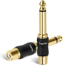 Togconn RCA to 1/4 Inch Adapter 2 Pack, 6.35mm Quarter Inch TS Mono Male to R...