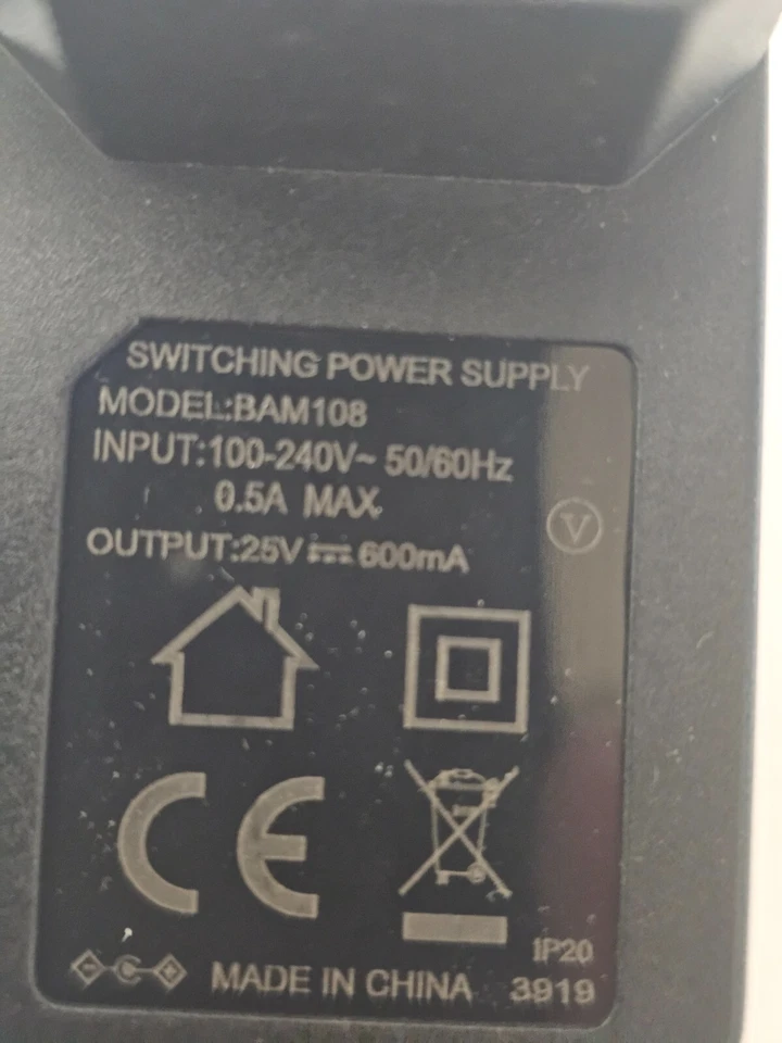 25.0VDC 800mA 25V AC-DC Adaptor Charger for Morphy Richards Vacuum Cleaner - Image 2 of 4