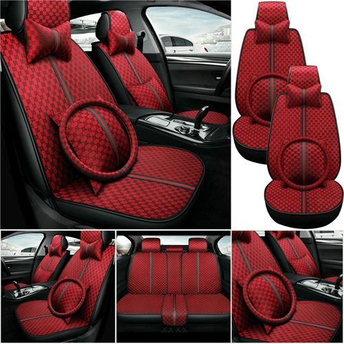 Universal 5-Seats Leather Car Seat Covers Cushion Full Set Front+Rear Protectors - Picture 24 of 25