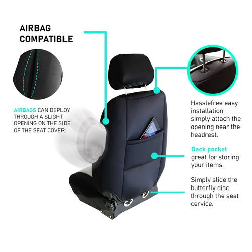 Fundas de asiento de auto ultraflexibles de neopreno aptas para auto camioneta SUV - Asientos delanteros - Imagen 2 de 14
