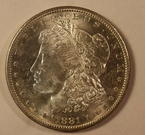 1881-S Morgan Silver Dollar Silver Coin, Lustrous White Choice BU b6e