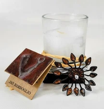 Jan Barboglio Forged Iron Collection Flower & Tag Stamped Glass Votive Candle