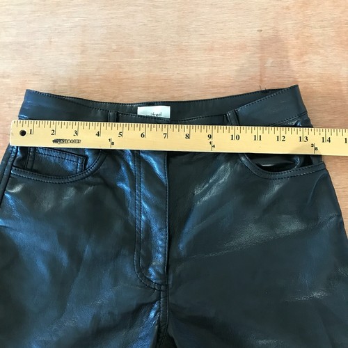 Pantalones de pierna recta Wilfred Aritzia Melina para mujer 2 negros tiro alto imitación cuero - Imagen 8 de 12