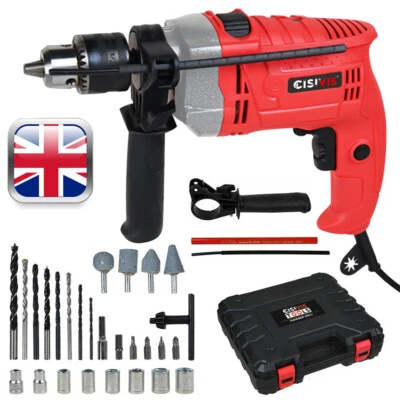 CISIVIS 1100W Hammer Drill Heavy Duty Corded Electric Impact Drill with Bit Set + Case