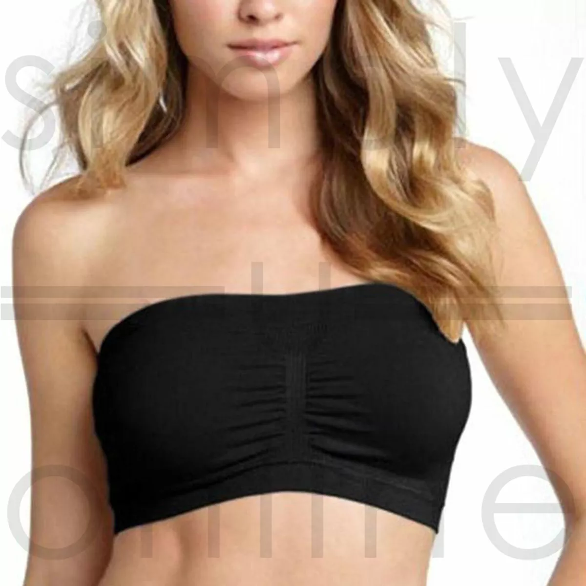 Black Ladies Sexy Bandeau Strapless Boob Tube Bra Vest Crop Top