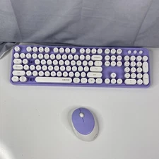 Ubotie WIRELESS KEYBOARD & MOUSE Set 104-keys full size Sweet Purple & White