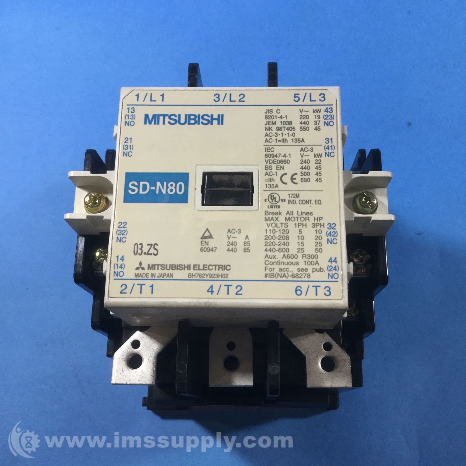 Mitsubishi Sd N80 Magnetic Contactor 24vdc 135a Fnip For Sale Online