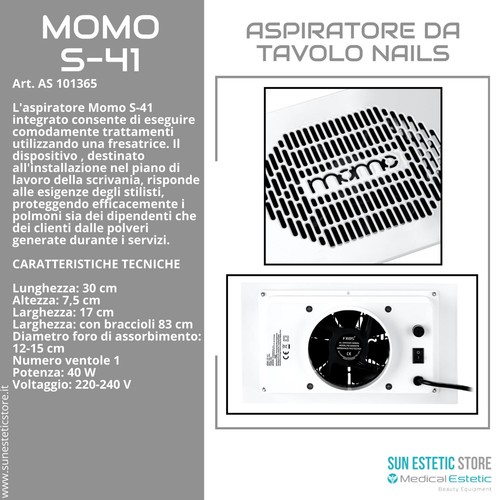 Momo S-41 aspiratore da incasso per tavolo manicure ricostruzione unghie nails - Foto 3 di 4