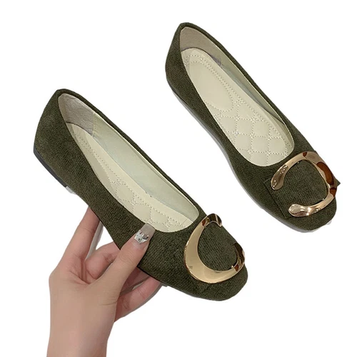 Women Flats Slip On Flat Shoes Formal Ladies Square Toe Classic Pumps Buckle - Bild 45 von 113