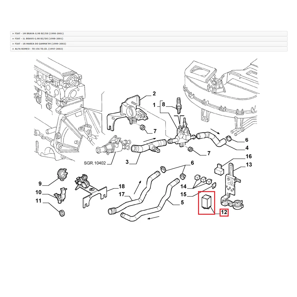 CENTRALINA ELETTRONICA FIAT BRAVO - MAREA - ALFA ROMEO 156 ORIGINALE 156022582 - Immagine 2 di 4