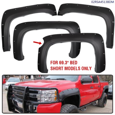 Fender Flares Pocket Style Textured Fit For 07-13 Chevy Silverado 1500 69 ''