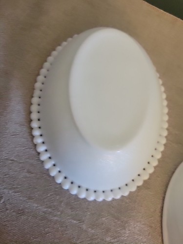 Vintage Indiana Glass Hen Chicken on Nest Candy Dish White Milk Glass Beaded - Picture 7 of 8