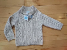 NWT Janie And Jack Baby Cable Shawl Sweater Size 9 To 18 Months Handknit!