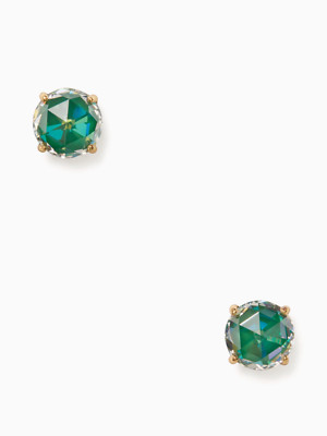 Kate Spade Bright Ideas Yellow Gold S/ Steel Green Crystal Stud Earrings + Box