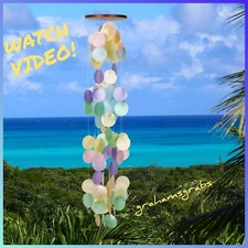 WOODSTOCK CHIMES CAPIZ WATERFALL RAINBOW WIND CHIME  CWR 100 CAPIZ SHELLS NEW 