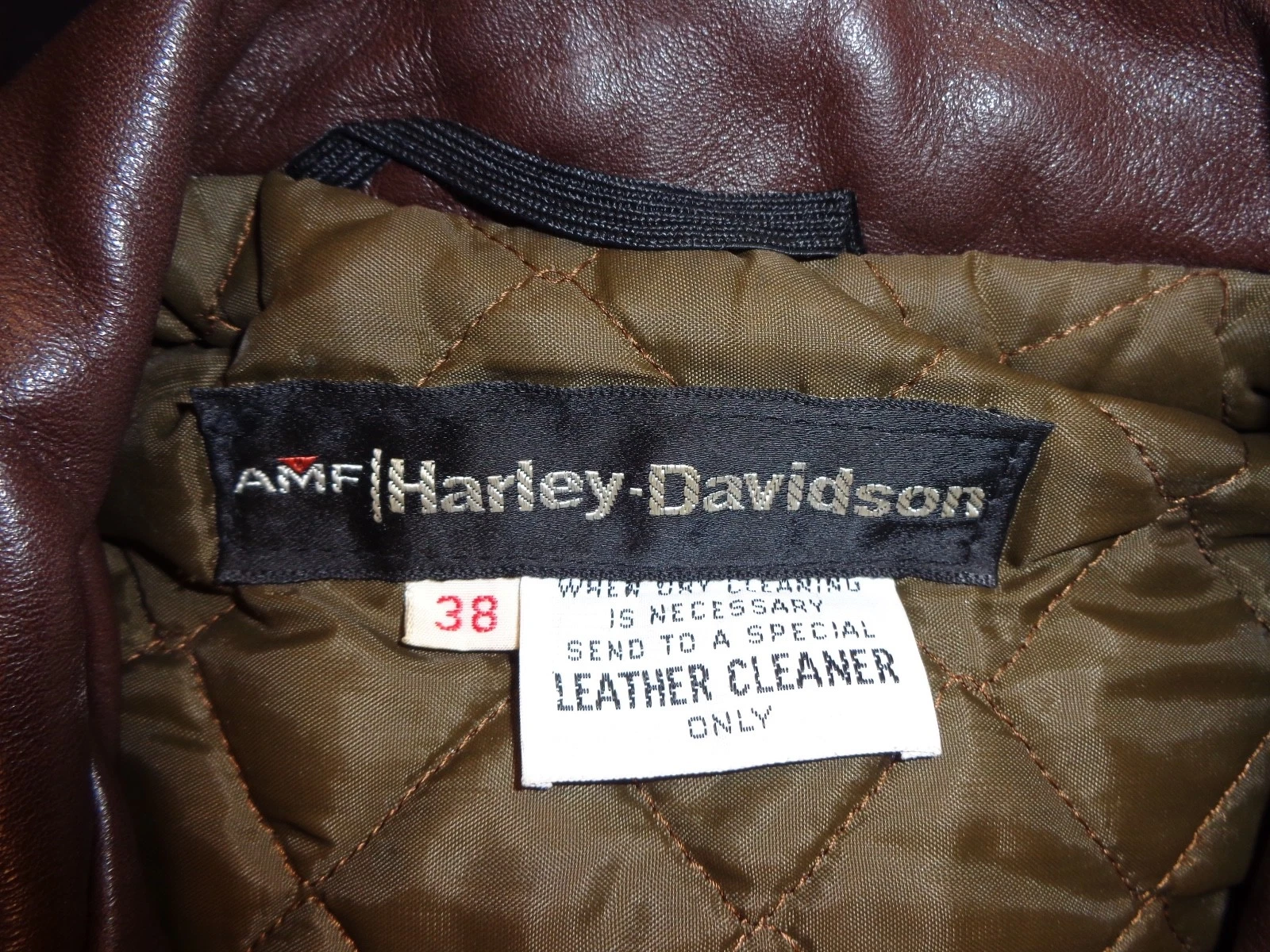 harley-davidson vintage amf leather cavalier trucker style motorcycle jacket